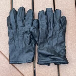 Classic Men's Leather Gloves Black Fleece Lined Medium